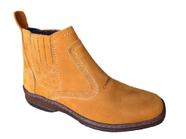 Botina Masculina Bota Couro Nobuck Cor Amarelo Castor Botinha Country Social Casual Forrada R 2520