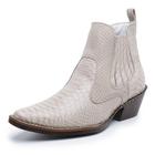 Botina Masculina Country Bico Fino Anaconda Branca Gelo De Couro JNA SHOES