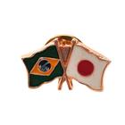 Bótom pin bandeira do brasil x japão folheado a ouro