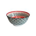 Bowl Cerâmica Étnico Vermelho e Verde 15,5x7,5cm 600ml 1 un. - UNIK HOME