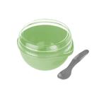 Bowl Com Tampa e Colher Plastica Verde 500ml Livre de BPA Plasvale