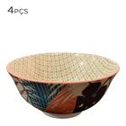 Bowl de Cerâmica Floral Bege 16X7,5CM 4PÇS