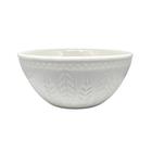 Bowl em Cerâmica Branco Relieve Folhas Tigela 550ml Yoi