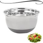 Bowl Inox Silicone Grande Saladeira Bacia Tigela Profissional Multiuso Culinária Carnes Saladas Massas Bolos Batedeira - Mimo style