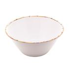 Bowl Tigela Branca De Melamina Borda Bambu Salada De Fruta 15cm - Wolff