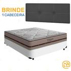 Box Casal Branca + Cabeceira Painel Iris Preta + Colchão Classic Molas Ensacadas 138cm