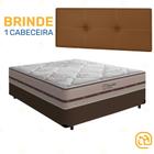 Box Casal Marrom + Cabeceira Painel Iris Marrom + Colchão Classic Molas Ensacadas 138cm