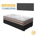 Box Solteiro Preta + Cabeceira Painel Iris Preta + Colchão Classic Molas Ensacadas 88cm