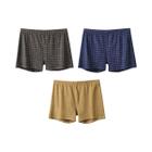 Boxers Xadrez Listrados Confortáveis Masculinos, Pacote Com 3 Shorts Casuais Para Dormir, Roupa