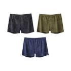 Boxers Xadrez Listrados Confortáveis Masculinos, Pacote Com 3 Shorts Casuais Para Dormir, Roupa