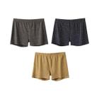 Boxers Xadrez Listrados Confortáveis Masculinos, Pacote Com 3 Shorts Casuais Para Dormir, Roupa