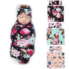 BQUBO Newborn Floral Recebendo Cobertores 3 Conjuntos Recém-Nascidos Bebê Swaddling com Bandanas de Arco Sleepsack Criança Quente