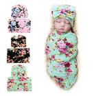 BQUBO Newborn Floral Recebendo Cobertores Recém-Nascidos Bebê Swaddling Chapéus Sleepsack Criança Quente 3 Pacote
