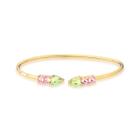 Bracelete Aberto com Zirconias Colorida Banhado a Ouro 20cm