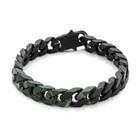 Bracelete Aço 21Cm Grume Elos 11Mm Black Fosco Elos Verde