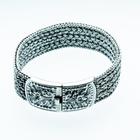 Bracelete Pulseira Masculina Bali Trança Prata 925