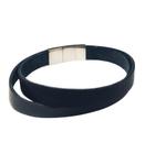 Bracelete Rosso 20Cm Couro Duplo Preto Fecho Triplo Steel