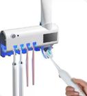 Branco sofisticado: Porta Escova de Dentes Esterilizador Ultravioleta Dispenser em destaque. - AF