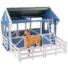 Breyer Horses Freedom Series Deluxe Country Stable & Wash Stall com Freedom Series Horse 6 peças de playset de celeiro Modelo de brinquedo de cavalo 1:12 Scale Freedom Series Horse Figurine Modelo 61149