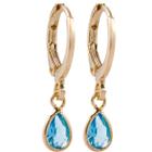 Brinco Argola Click Azul Turquesa Banhado a Ouro 18k