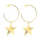 Brinco Argola com Estrela Folheado a Ouro 18k