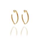 Brinco Argola Oval Folheado A Ouro 18k