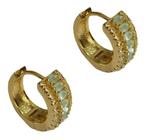 Brinco Argola Pedra Zirconia Verde Dourado Folheado Ouro 18k