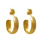 Brinco Argola Pequena Com Textura Folheado A Ouro 18K Softjoias