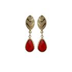 Brinco Argolinha Gota de Cristal Vermelho Sian Folheado Ouro