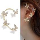 Brinco Borboleta Zircão Strass Clipe K-pop Ear Cuff Ouro