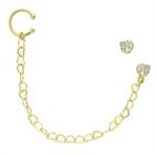 Brinco Com Corrente E Zircônia PRI Style Folheado A Ouro 18K Antialérgico