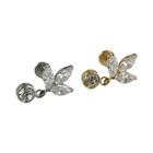 Brinco de Cartilagem de Flor com Opala CZ e Titânio 16G - Rosca Interna para Helix e Tragus