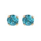 Brinco De Ouro 18K Baby Gold Zircônia Azul