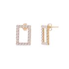 Brinco Delicado Strass Folheado A Ouro 18K