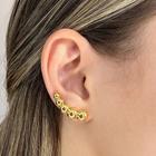 Brinco Ear Cuff Bolas Lisas Banhado em Ouro 18k