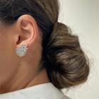 Brinco Ear Cuff Cravejado com Zircônias Banho Ródio Branco ou Ouro 18K