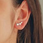 Brinco Ear Cuff de Prata 3 Coracoes