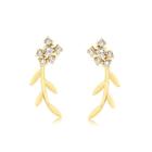 Brinco ear cuff florzinha com ramo folheado a ouro