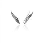 Brinco Ear Cuff Folha Envelhecida Prata 925