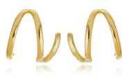 Brinco Ear Cuff Sandra 3 Filetes Curvados Lisos Banhado em Ouro 18k