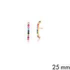 Brinco ear hook com zircônias coloridas