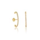 Brinco Ear Hook em Ouro 18k Com Zircônias