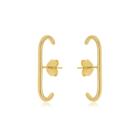 Brinco Ear Hook Liso Banhado A Ouro 18K