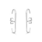 Brinco Ear Hook Liso Meia Cana Prata 925