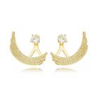 Brinco Ear Jacket Gazin Pedras Cravejadas Banhado a Ouro 18K