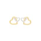 Brinco em Ouro 18K Corações Bicolor com Diamante - AU8607