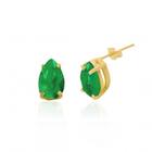 Brinco Feminino Gota Zircônia Verde Em Ouro 18k