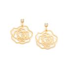 Brinco folheado a ouro 18k flor com cristais branco/5235422