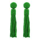 Brinco Franjas de Miçangas Tassel Banho Ouro 18k