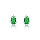 Brinco Gota Zircônia 6x9mm Verde Esmeralda Prata 925